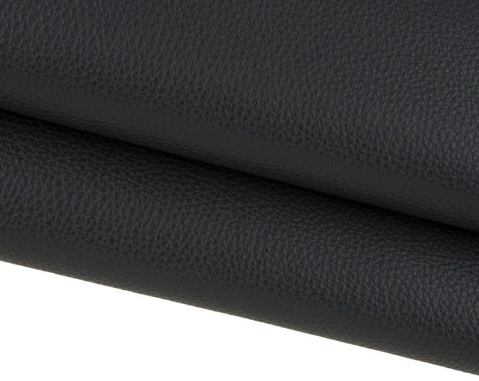 Dark grey GRAINY leather hide, pebble grain printed cowhide, soft semi glossy cafskin, 1.5 - 1.6 mm B17252-TU La Garzarara