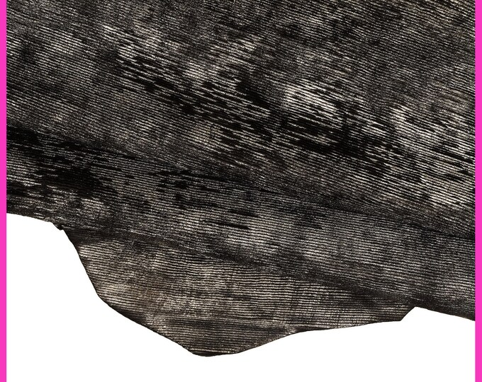 Carved Metallic leather skin, dark grey distressed goatskin, laser print charcoal grey soft hide B15742-MT(ST) La Garzarara