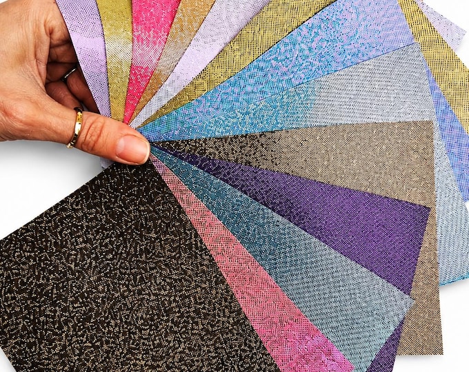 Color Palette Leather Scraps, Metallic Shimmer Remnants, Assorted Craft Pieces for Earrings and DIY6x5" / 15x12 cm  RT262