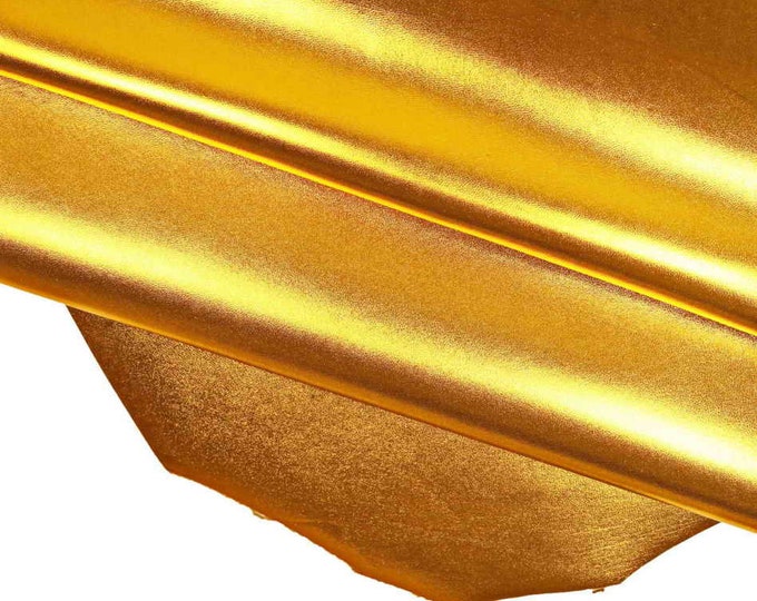 METALLIC LEATHER hides Yellow light blue - smooth shiny goatskins - metallic goat for crafting B13740-MT La Garzarara