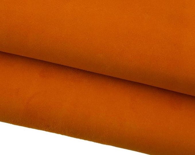 Orange SUEDE leather skin, bright soft goatskin hide, 0.8 - 1.0 mm, ideal for diy projects B17344-TU La Garzarara