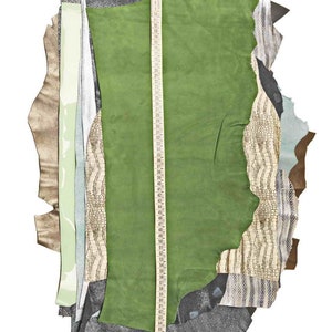 Chutes de cuir mélangées, nuances de VERT et BLEU, imprimés et motifs variés, idéal pour l'artisanat 0,500 kg 0,750 kg 1 kg 2 kg B088/B image 6