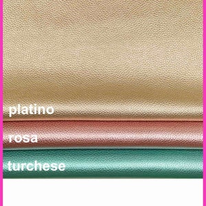 PELLE LAMINATA con grana turchese, rosa, platino, vitello stampa dollaro cervo, pellame metallizzato B14202-MT La Garzarara