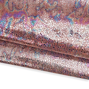 Pellame rosa antico metallizzato, camoscio stampa CRACKLE oleografica, pelle di capra laminata B17836-MT(ST)  La Garzarara