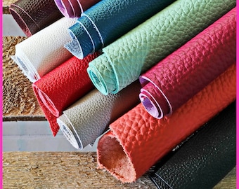 Pebbled Leather scraps, grainy offcuts in solid colors, grain cowhide remnants, random assortment solid leather  1lbs - 2 lbs B108