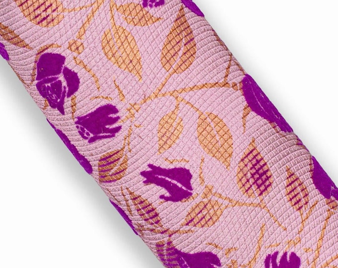 FLORAL printed leather, suede split calfskin with FLOCK flower and copper-colored leaves, soft hides B18983-MT(st)  La Garzarara