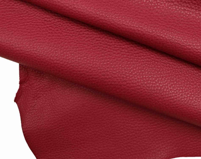 Cyclamin PEBBLE grain leather skins - printed glossy shiny textured magenta Goatskin   B12549-VT La Garzarara