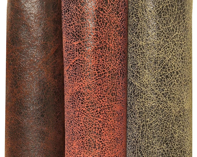 Army green, red, brown CRACKLE printed leather skin, soft textured suede goatskin, crack pattern on skin B16128-ST La Garzarara