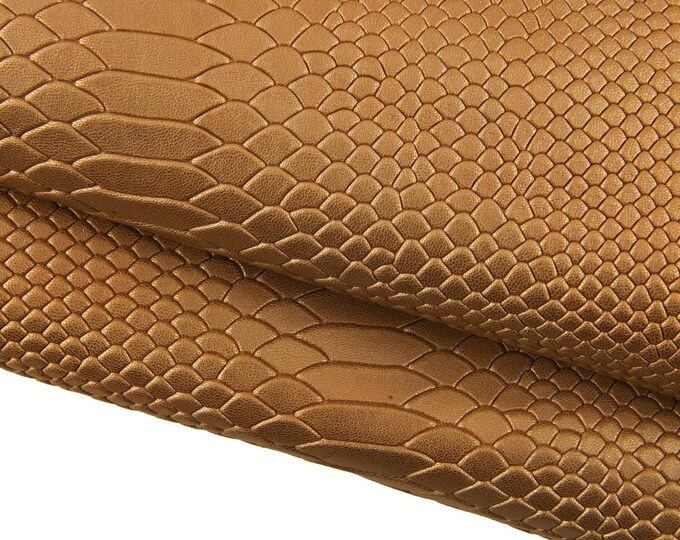 Orange REPTILE embossed leather skin, metallic python printed goatskin, soft snakeskin B17470-MT(ST) La Garzarara