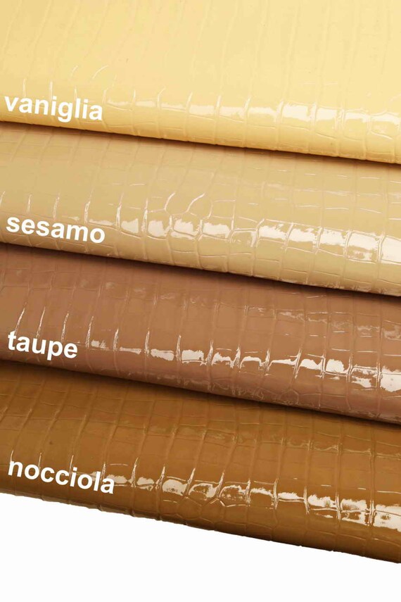 Croc Patent Leather Hides Embossed Crocodile Glossy Skins Vanilla Sesame  Taupe Hazel Stiff Italian Skins B12098-ST La Garzarara -  Canada