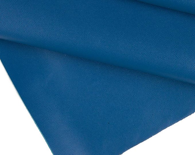 Blue tiny pebble GRAIN printed cowhide, glossy embossed leather hide, solid color calfskin B16728-TU  La Garzarara