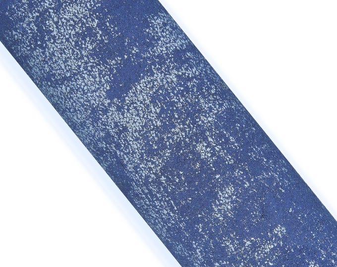 Blue suede vintage leather hide, DISTRESSED calfskin, sporty AGED cowhide for crafters B18057-VT  La Garzarara