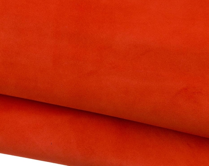 8 leather hides pack of red ORANGE SUEDE baby calf portland orange soft leather skin, perfect for garments B19027-TU La Garzarara