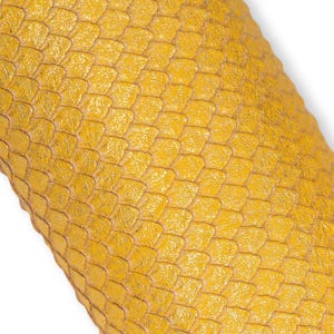 Yellow gold PYTHON printed leather skin, metallic CARVED goatskin, golden soft snakeskin B19489-MT(st) La Garzarara