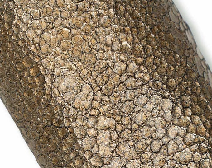 Bronze METALLIC leather skin, CRACKLE printed goatskin, glossy soft luxury material for artists B19593-MT(st) La Garzarara