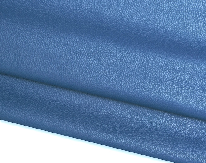 Cerulean blue GRAINY leather hide, pebble grain printed cowhide, sporty soft embossed calfskin, 1.2 - 1.4 mm B17238-TU La Garzarara