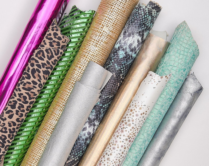 Leather STOCK deal, full skins - RANDOM selection - mix of colors, textured, metallics, distressed, solid colors  B147