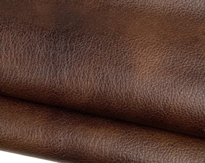 Brown GLOSSY leather skin, soft grainy goatskin, SPORTY hide for hobbyists B18699-VT La Garzarara