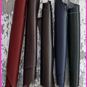 5 Selected leather pieces, palette, smooth calf leather remnants as per  pictures
