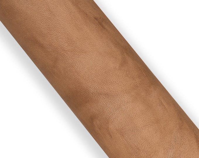 Beige - brown VEGETABLE tanned leather hide,  WASHED distressed vintage sheepskin, wrinkled soft semi glossy nappa  B18077-VT La Garzarara