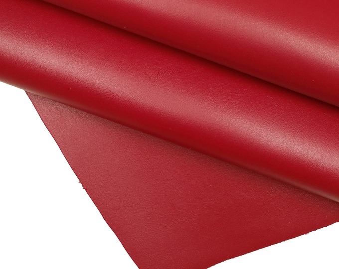 Premium dark red cowhide, italian premium leather hides, full grain genuine cow skin with light wrinkles B14123-TU La Garzarara