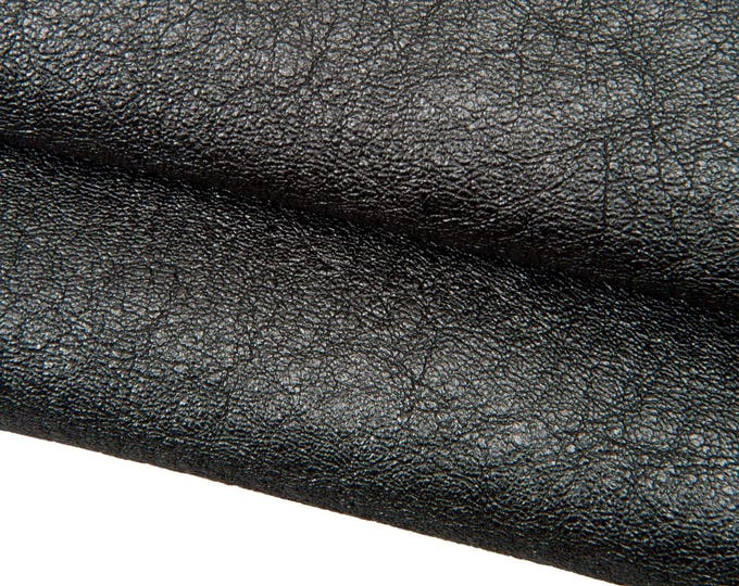 Steel METALLIC leather skin, washed WRINKLED goatskin, super soft hide for hobbyists B17855-MT La Garzarara