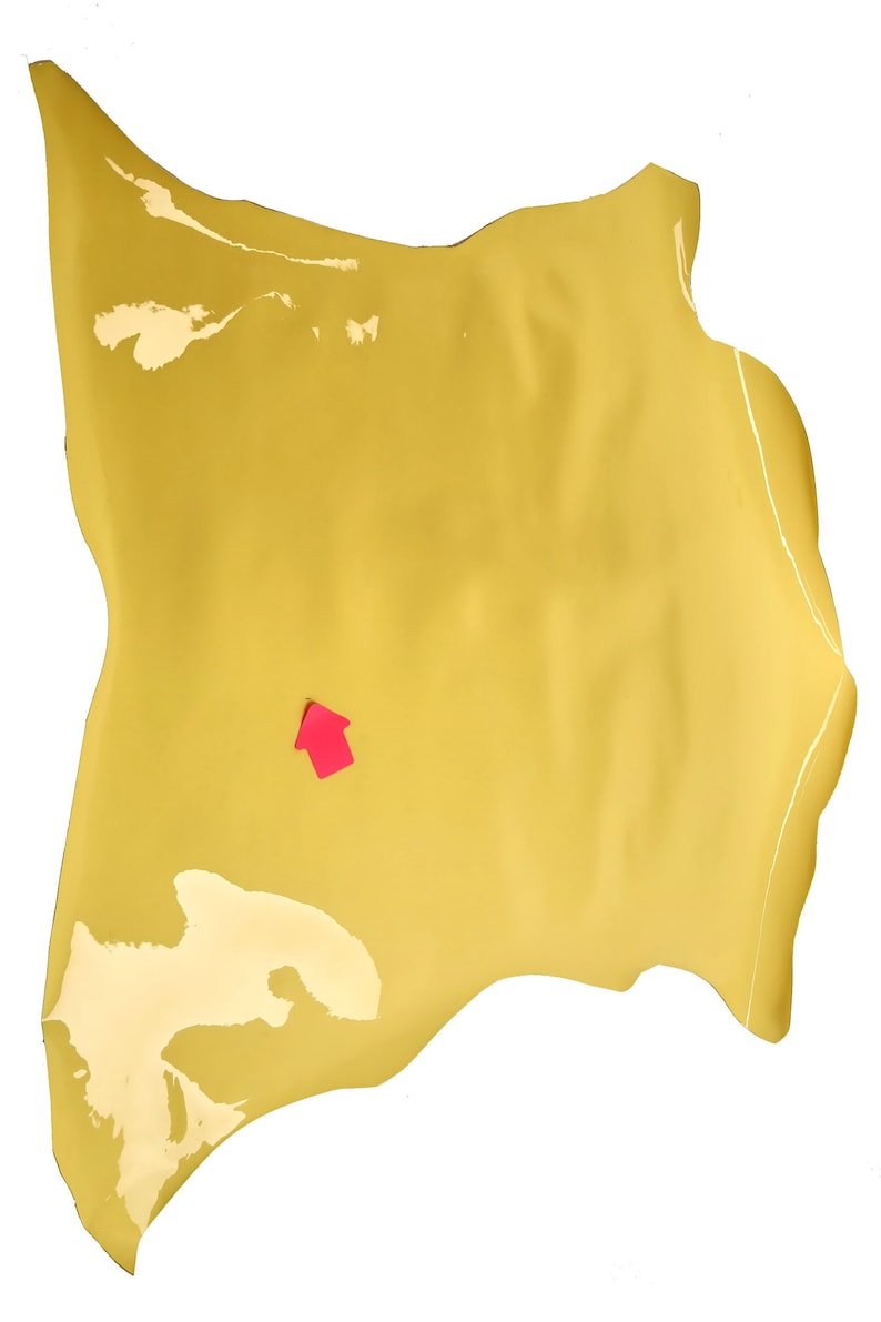 smooth pastel yellow patent hides size 27x31 inches slightly stiff skin A6699-TU La Garzarara Italian leather thickness 0.80.9 mm