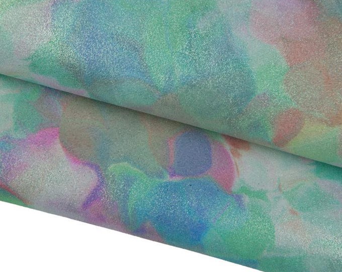 Multicolor METALLIC leather skin, colorful pattern on GLITTERED goatskin, soft hide for diy projects B17356-MT(st) La Garzarara