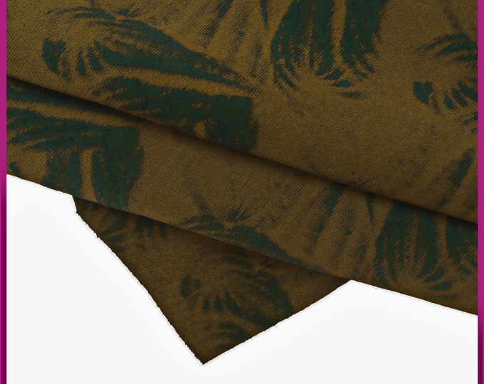 Brown green SPORTY leather hide, vintage printed cowhide, matt very soft suede calfskin B15184-ST La Garzarara
