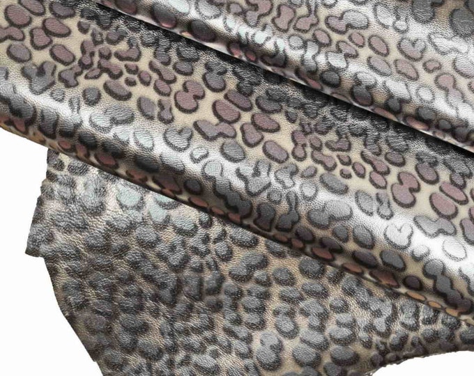 Speckled metallic leather skins, mini cheetah print goatskins B12031-MT(st)  La Garzarara