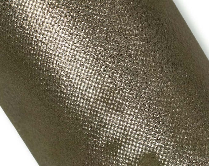 Green METALLIC leather skin, bright sparkle aged SUEDE goatskin, soft hide for hobbyists B19592-MT La Garzarara