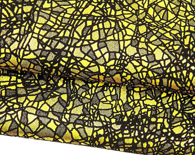 Gold, purple leather skin, IRIDESCENT metallic goatskin, CRACKLED printed hide for diy projects B17684-MT(st) La Garzarara