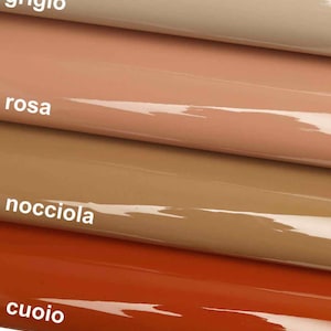 PELLI di VERNICE colore rosa nocciola cuoio grigio - pellami lucidi verniciati alta qualita'rigido B13273-TU La Garzarara
