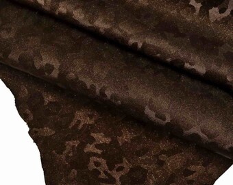 Burgundy CAMOUFLAGE printed leather hide, camo textured goat skins for crafting B13168-MT(st) La Garzarara*