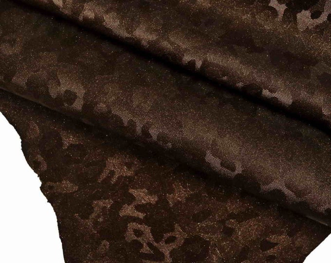 Burgundy CAMOUFLAGE printed leather hide, camo textured goat skins for crafting B13168-MT(st) La Garzarara*