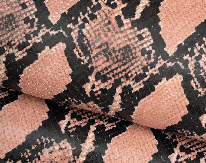 Pink - black textured PYTHON leather skin, classic MATT slightly stiff, snake printed goatskin for bags and purses B19660-ST La Garzarara
