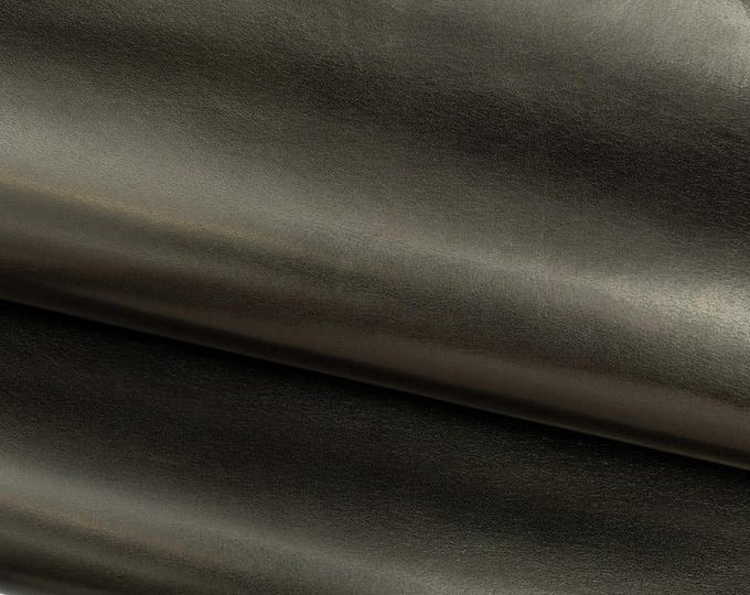 Gunmetal SMOOTH leather skin, METALLIC soft goatskin, bright sparkle material for diy projects B19575-MT La Garzarara