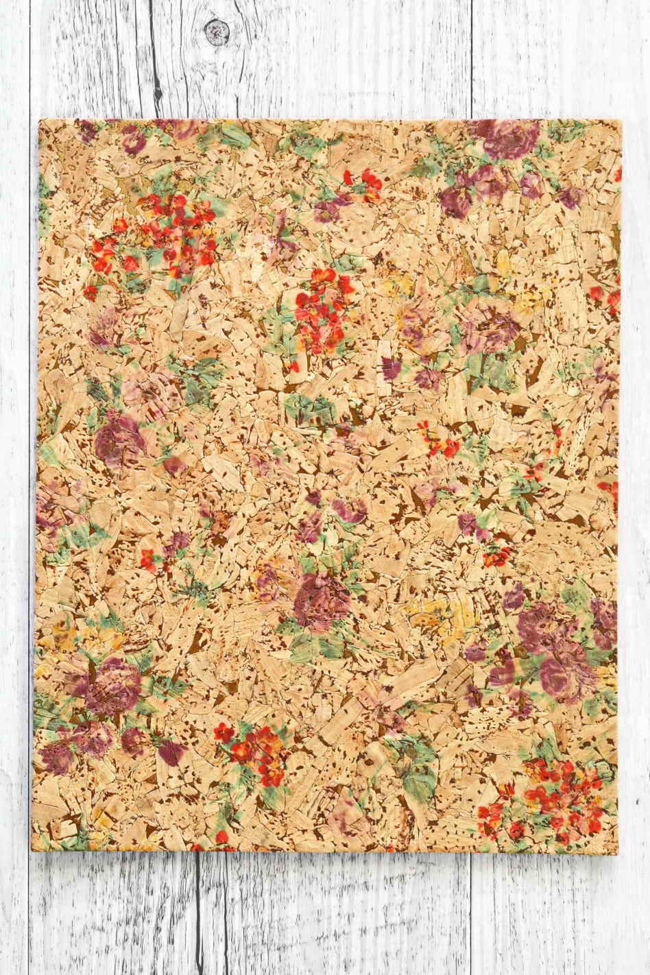 CORK sheets, made in Italy, white floral textured, print flowers