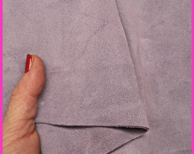 LILAC suede cowhide leather hide, suede  calfskin, wisteria soft suede cowhide B15776-TU La Garzarara