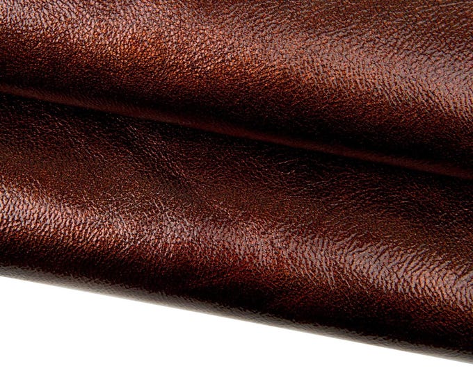 Brown PATENT leather skin, soft NAPLACK sheepskin, glossy wrinkled shaded lambskin for diy projects B17943-TU La Garzarara