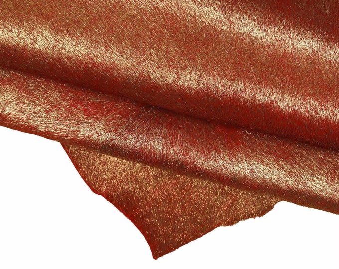 RED metallic hair on leather hide, soft pony calf skin  B15637-CV La Garzarara