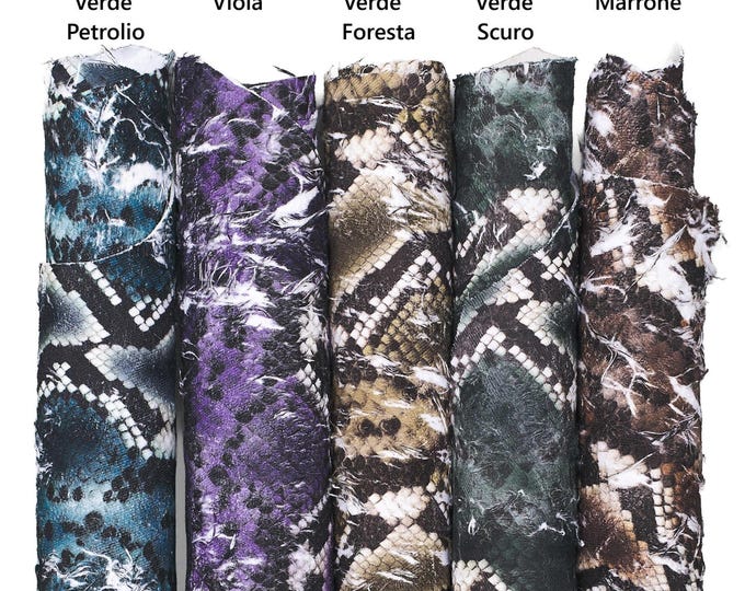 PYTHON printed leather hides, soft reptile skins that are coupled with a FABRIC, 1.0-1.2 mm B18359-ST   La Garzarara