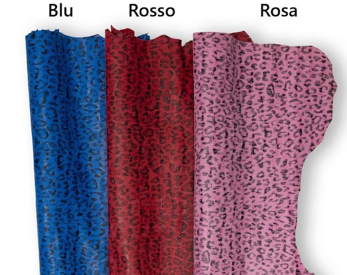 Animal printed leather hides, LEOPARD texture on CROCODILE embossed goatskin, cheetah printed skin for diy projects B19173-ST  La Garzarara