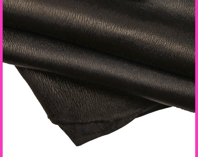Set of 5 Black Lambskins, Soft Wrinkled Nappa Sheepskin Leather, Elastic Hides 1.1-1.3mm B16317-TB La Garzarara
