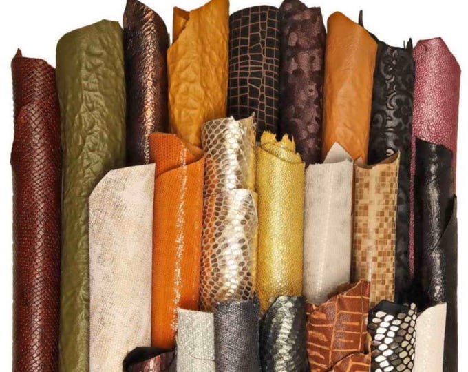 Leather STOCK deal, 50 leather full hides - RANDOM selection -  mix of colors, textured, metallics, distressed and solid colors   B188