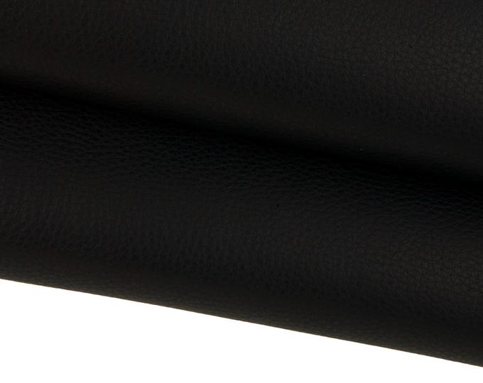 Black pebble GRAIN leather hide, sporty MILLED cowhide, soft thick calfskin, 1.6 - 1.7 mm B17464-TB La Garzarara