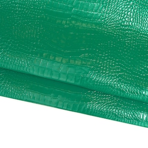 Pelle stampa COCCODRILLO verde, vitello lucido motivo alligatore, pellame 0.8 - 0.9 mm B17201-ST La Garzarara