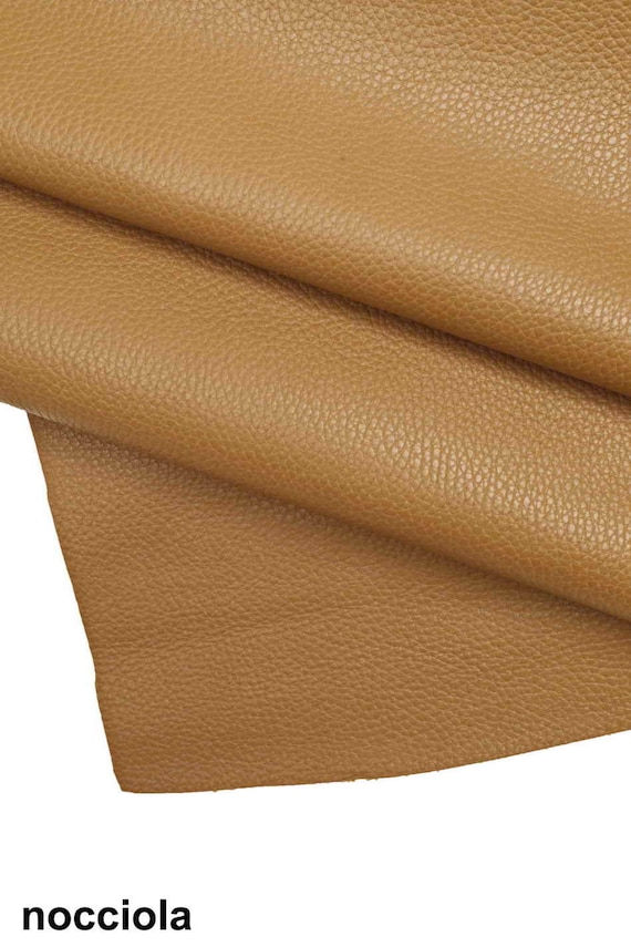PEBBLE GRAIN Cowhide Leather, Hazelnut Green Medium Brown
