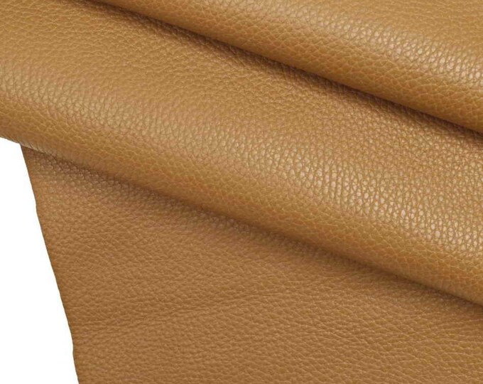 PEBBLE GRAIN cowhide leather, hazelnut green medium brown flat grain hide, grain textured skins  B12770-VT La Garzarara