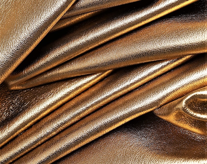 BRONZE LEATHER skin, smooth metallic leather skin, brown glossy sheepskin, quite soft B16062-MT La Garzarara